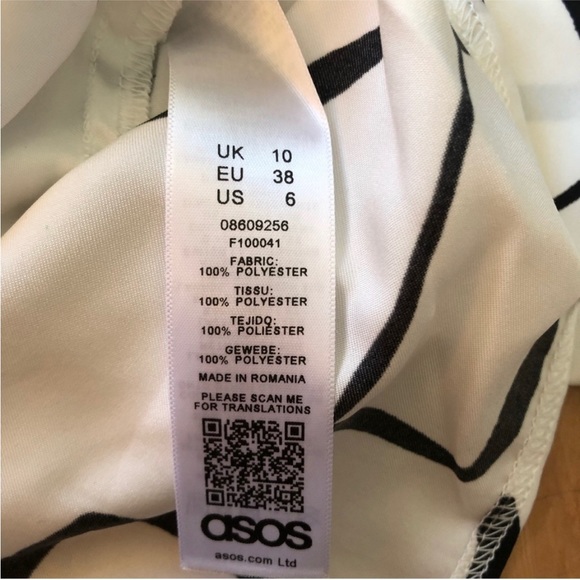 ASOS Design Batwing Sleeve Wrap Back Abstract Print White Top NEW - Picture 8 of 11